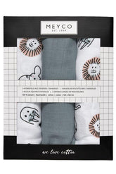 Meyco Muslin Swaddle 3-pack Organic Cotton - Animal - 120x120cm - Mari Kali Stores Cyprus